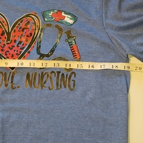 Peace Love Nursing Graphic Blue Tee Medium - Picture 5 of 7